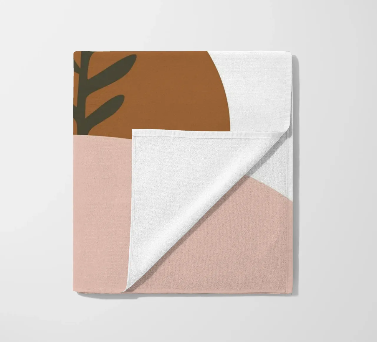 minimalist leaf and half circles telo mare da vintageshop