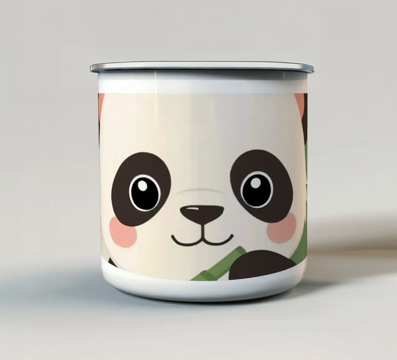 Panda a cartoni animati con bambù nella foresta di bambù tazza in smalto da DesignDoodle