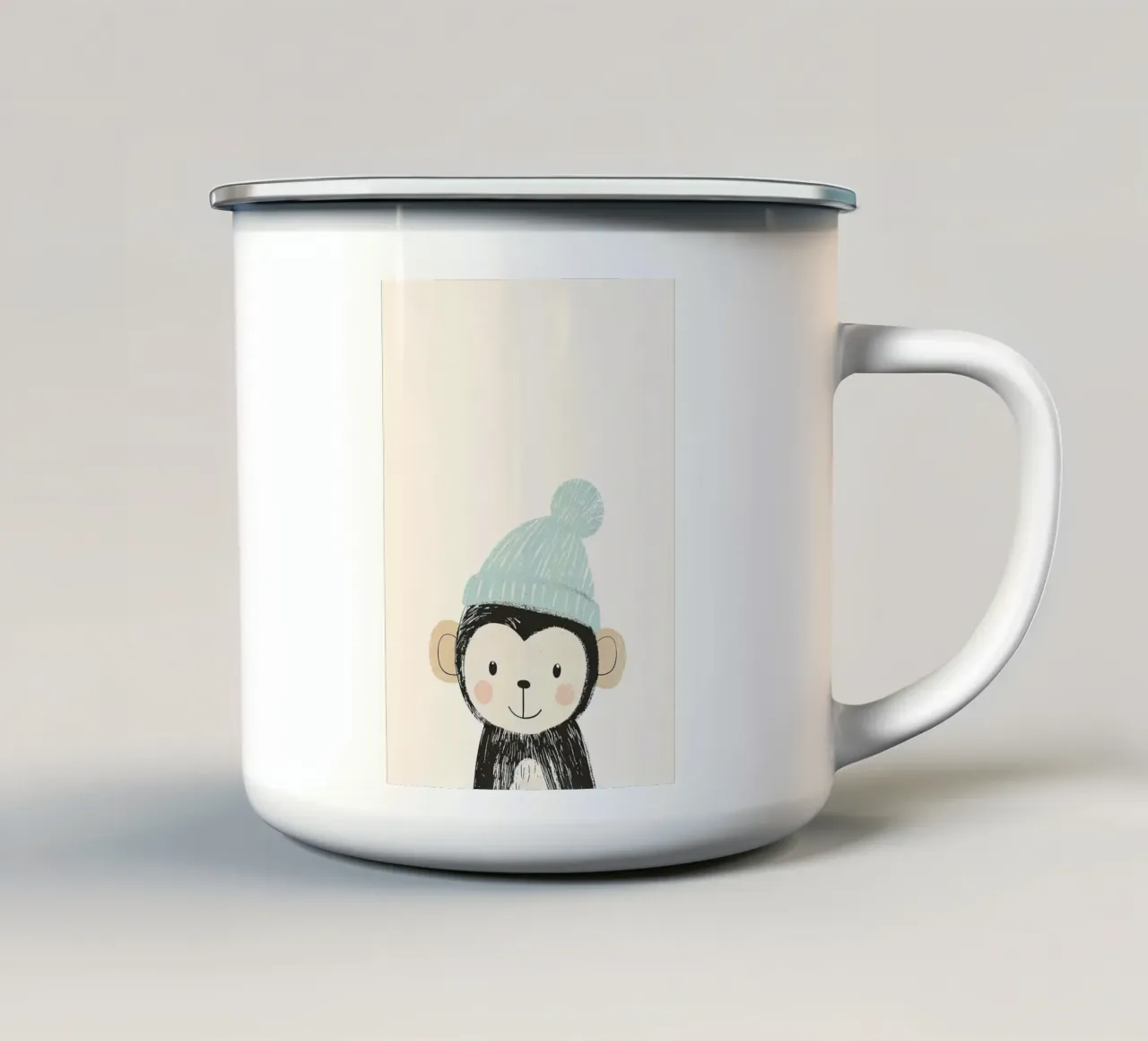 Simpatica scimmia con cappello tazza in smalto da David Müller
