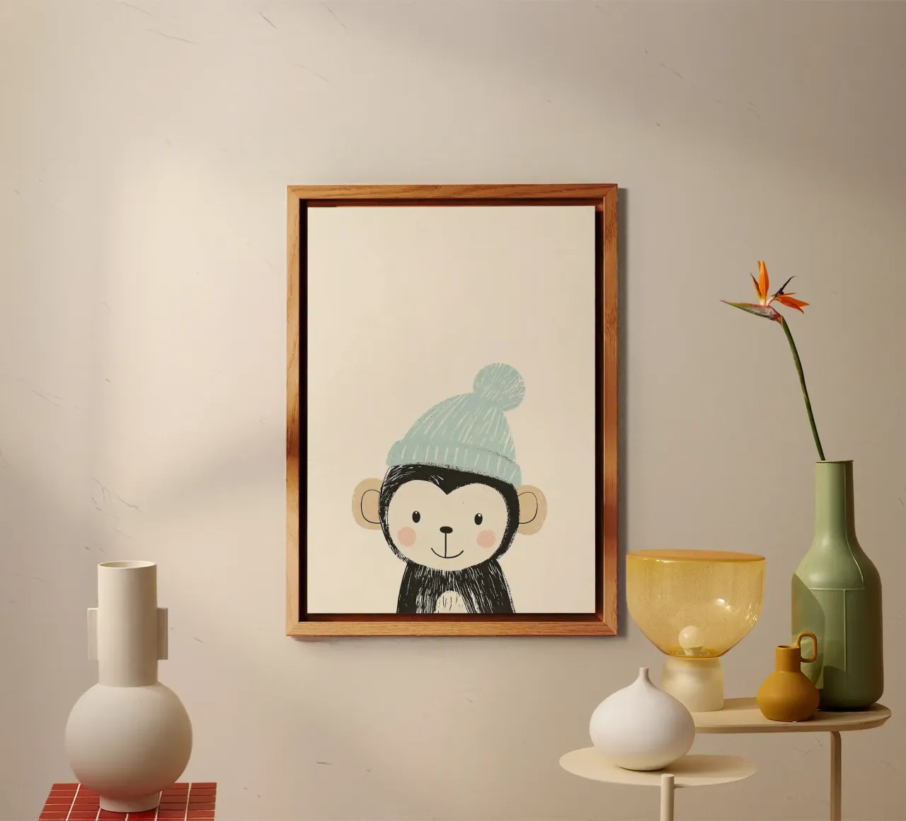 Simpatica scimmia con cappello alluminio dibond da David Müller