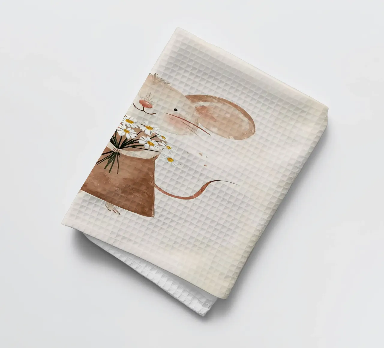 Souris mignonne avec des fleurs torchon de David Müller