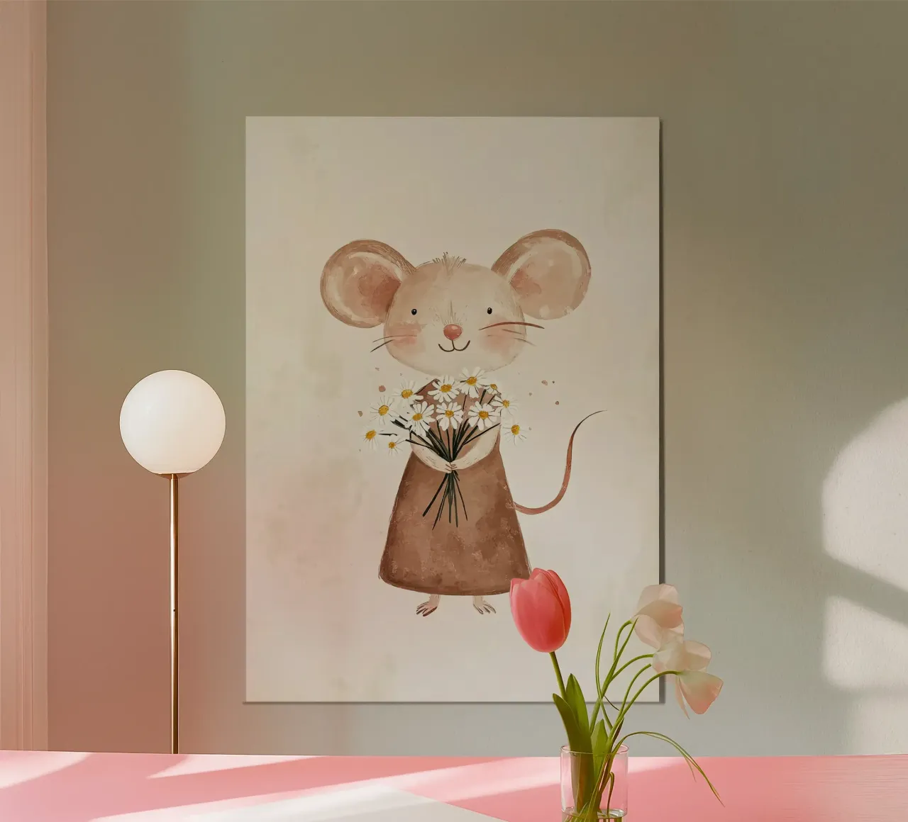 Topo carino con fiori poster da David Müller