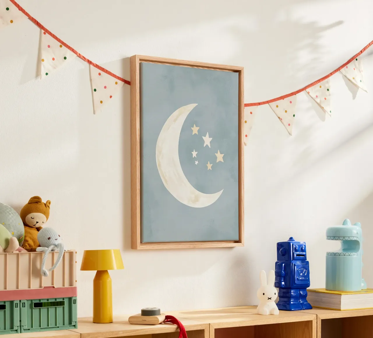Luna crescente e stelle tela con Cornice a cassetta da David Müller