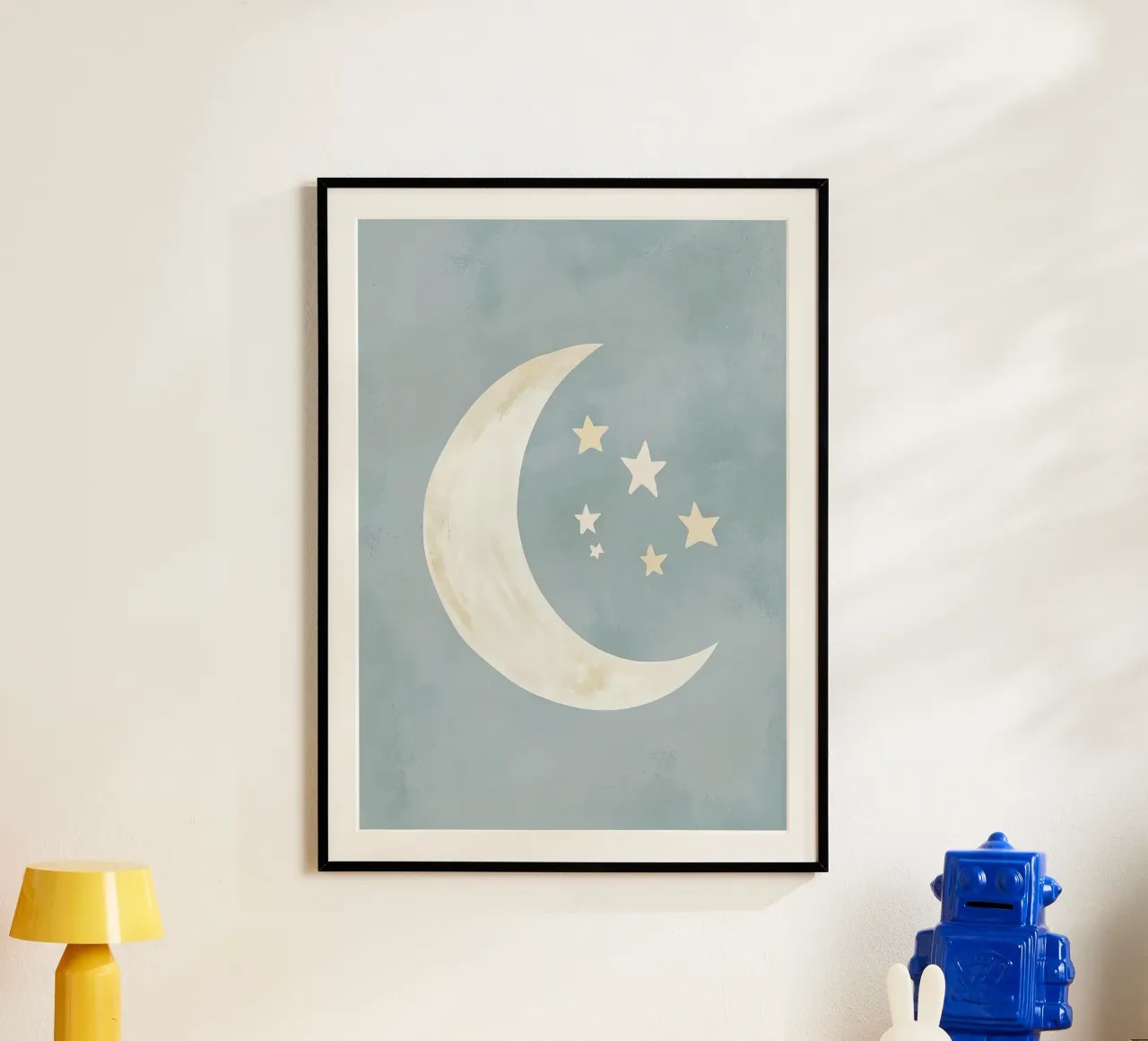 Luna crescente e stelle poster con telaio in alluminio da David Müller