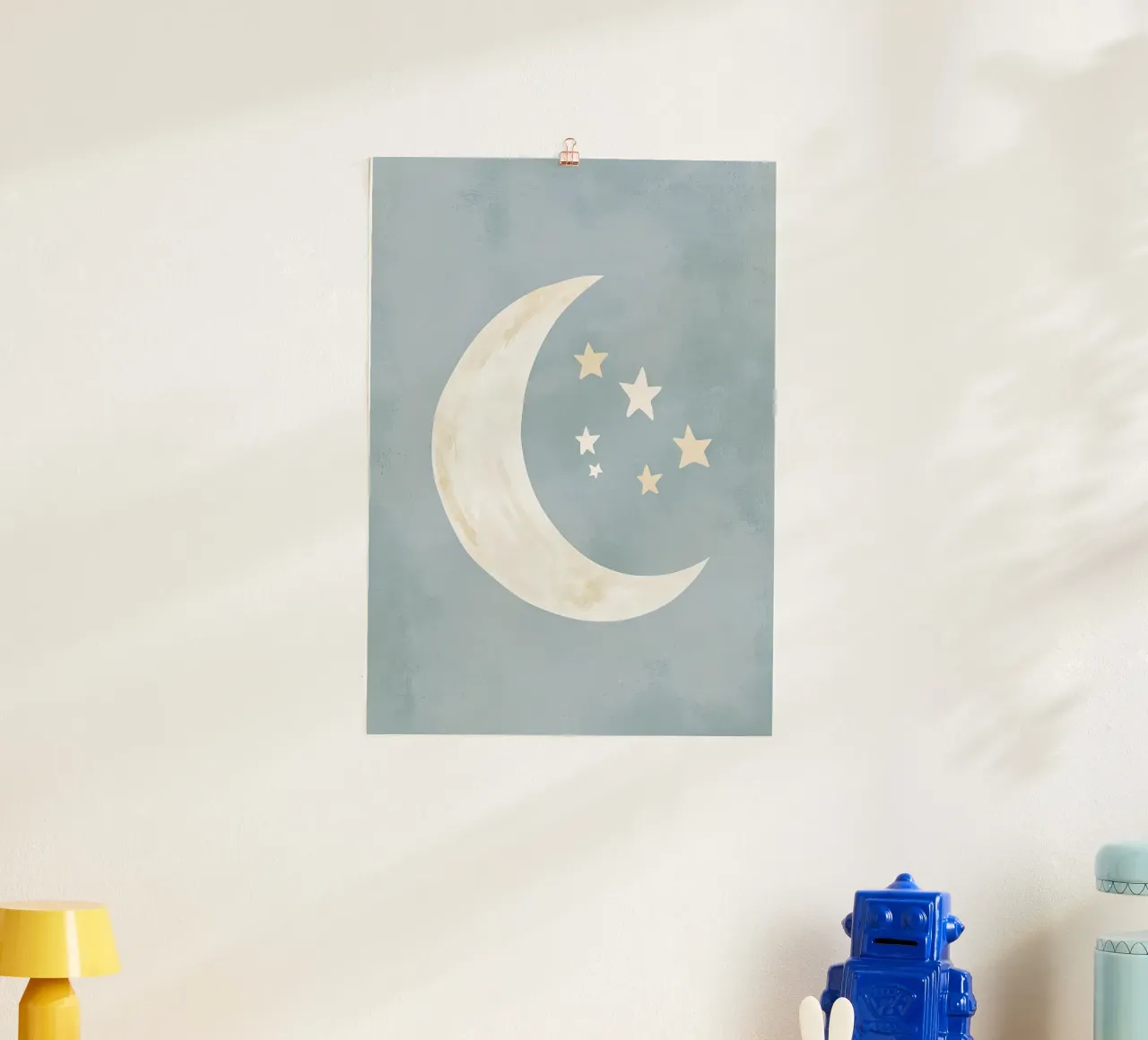 Luna crescente e stelle poster con telaio in alluminio da David Müller