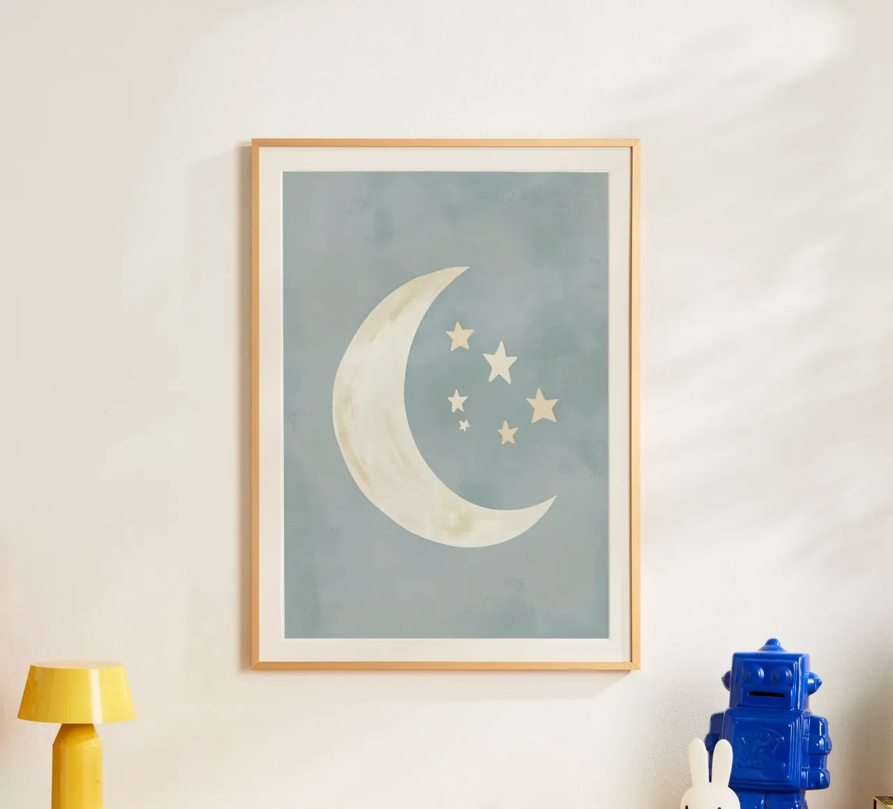 Luna crescente e stelle poster con telaio in alluminio da David Müller