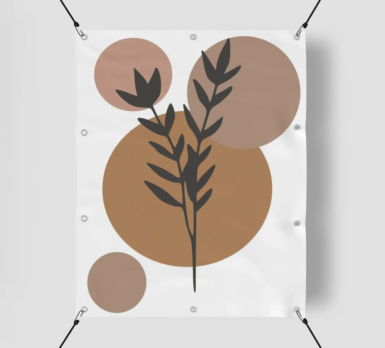 minimalist leaf and circles telo in pvc da vintageshop