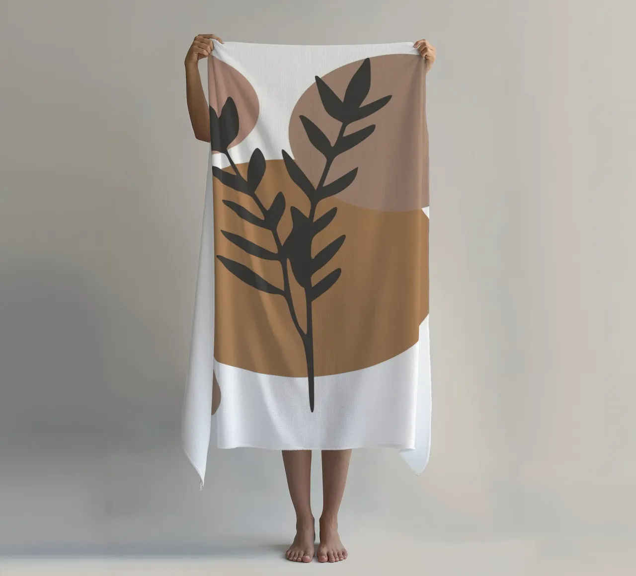 minimalist leaf and circles telo mare da vintageshop