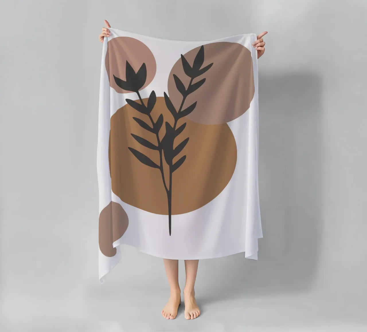 minimalist leaf and circles telo mare da vintageshop