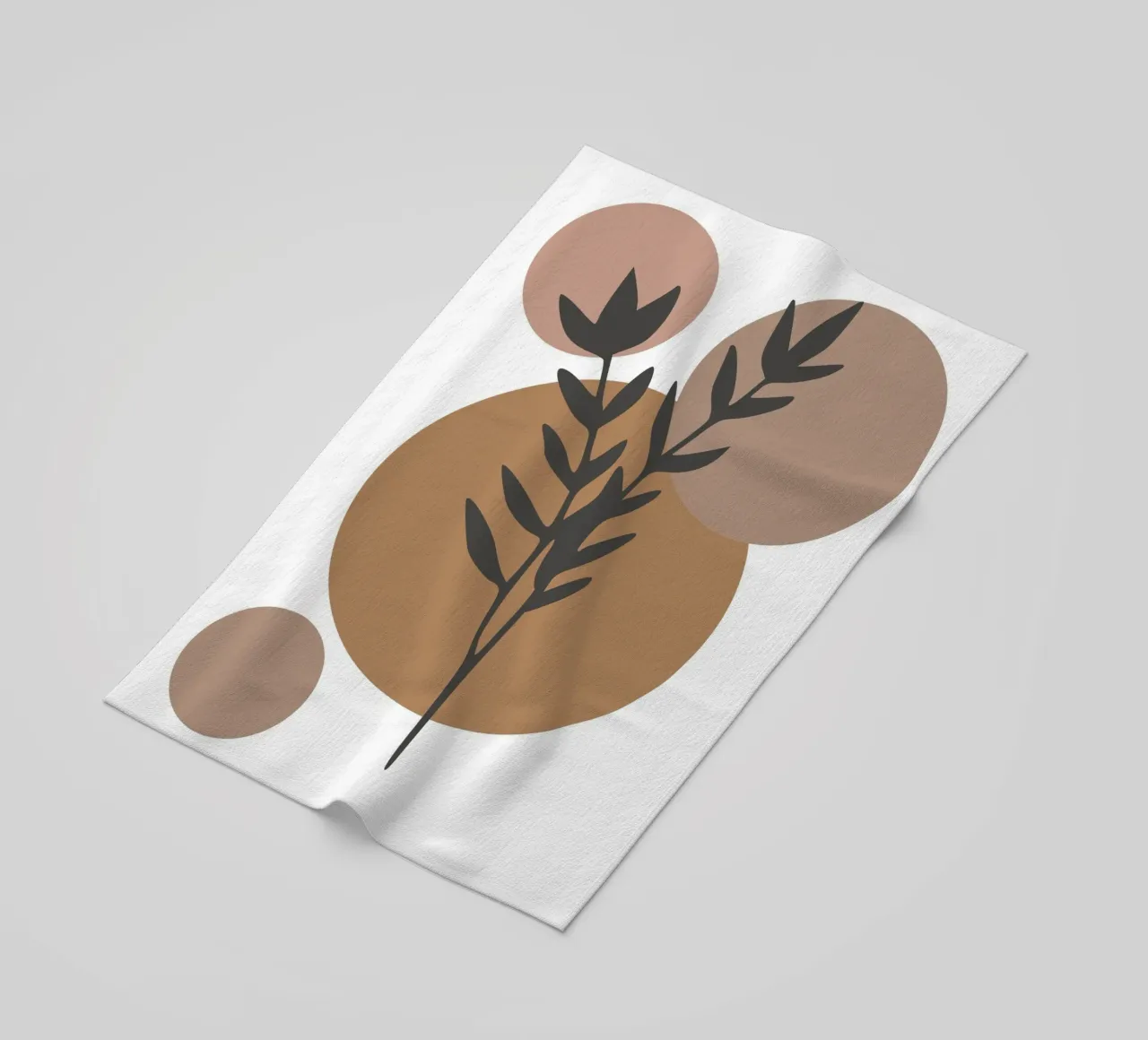 minimalist leaf and circles telo mare da vintageshop