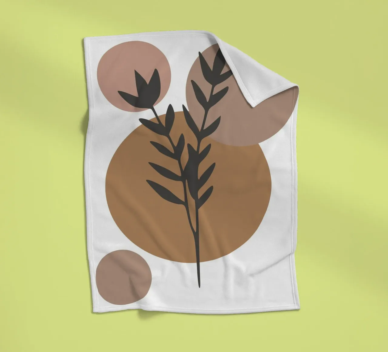 minimalist leaf and circles coperta in pile da vintageshop