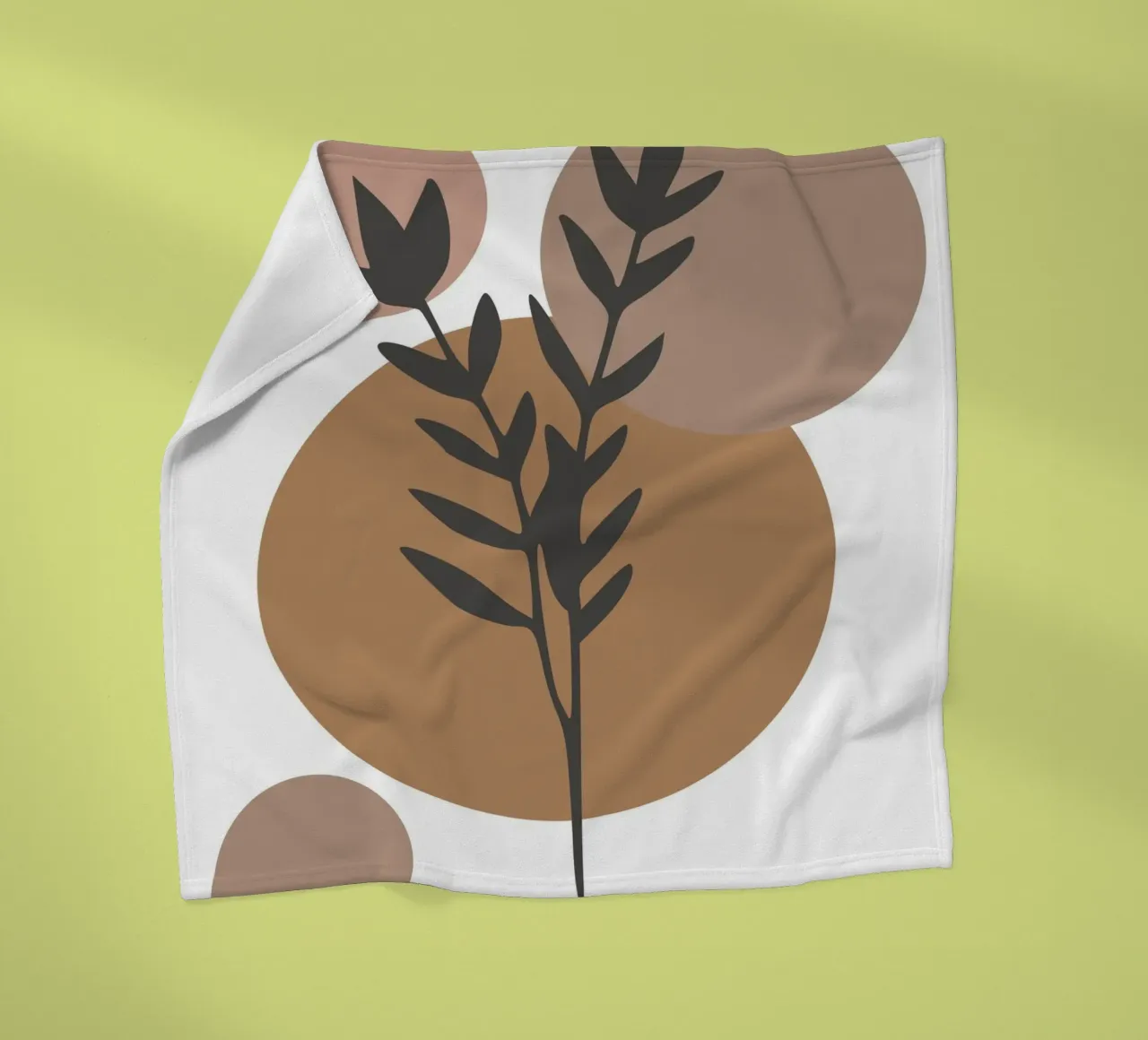 minimalist leaf and circles coperta in pile da vintageshop