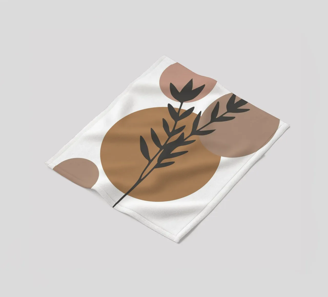 minimalist leaf and circles coperta in pile da vintageshop