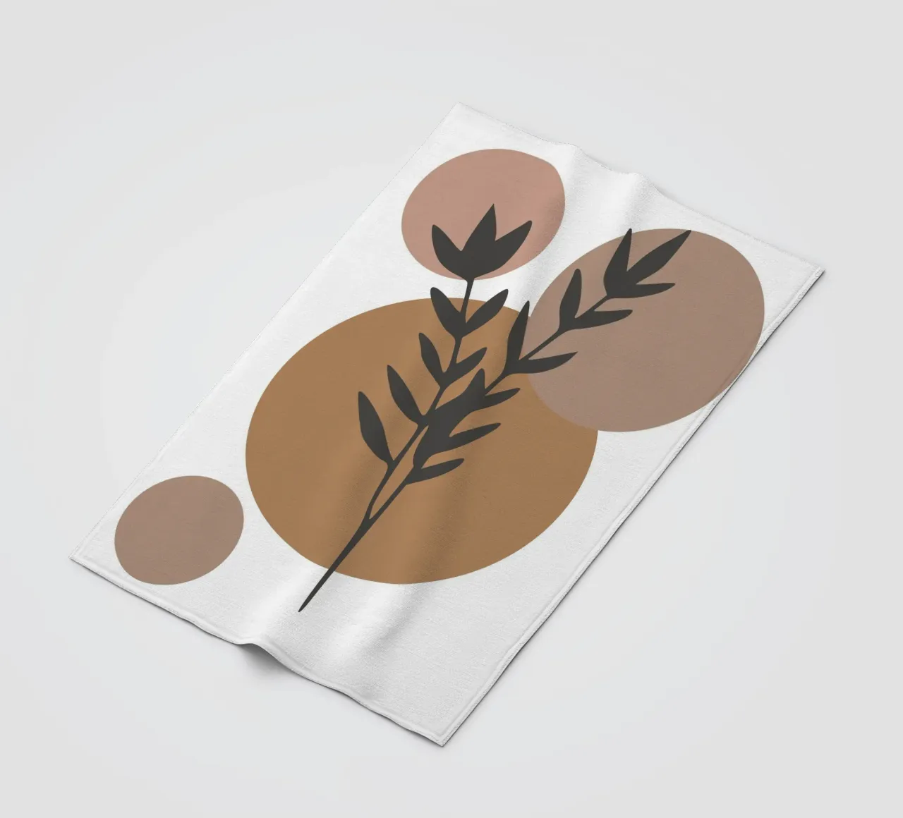 minimalist leaf and circles coperta in pile da vintageshop