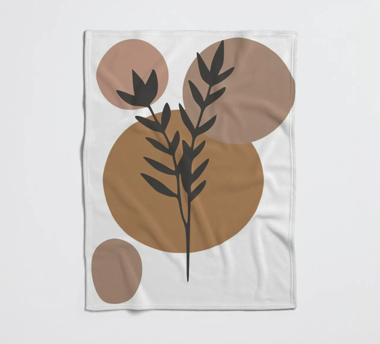 minimalist leaf and circles coperta in pile da vintageshop
