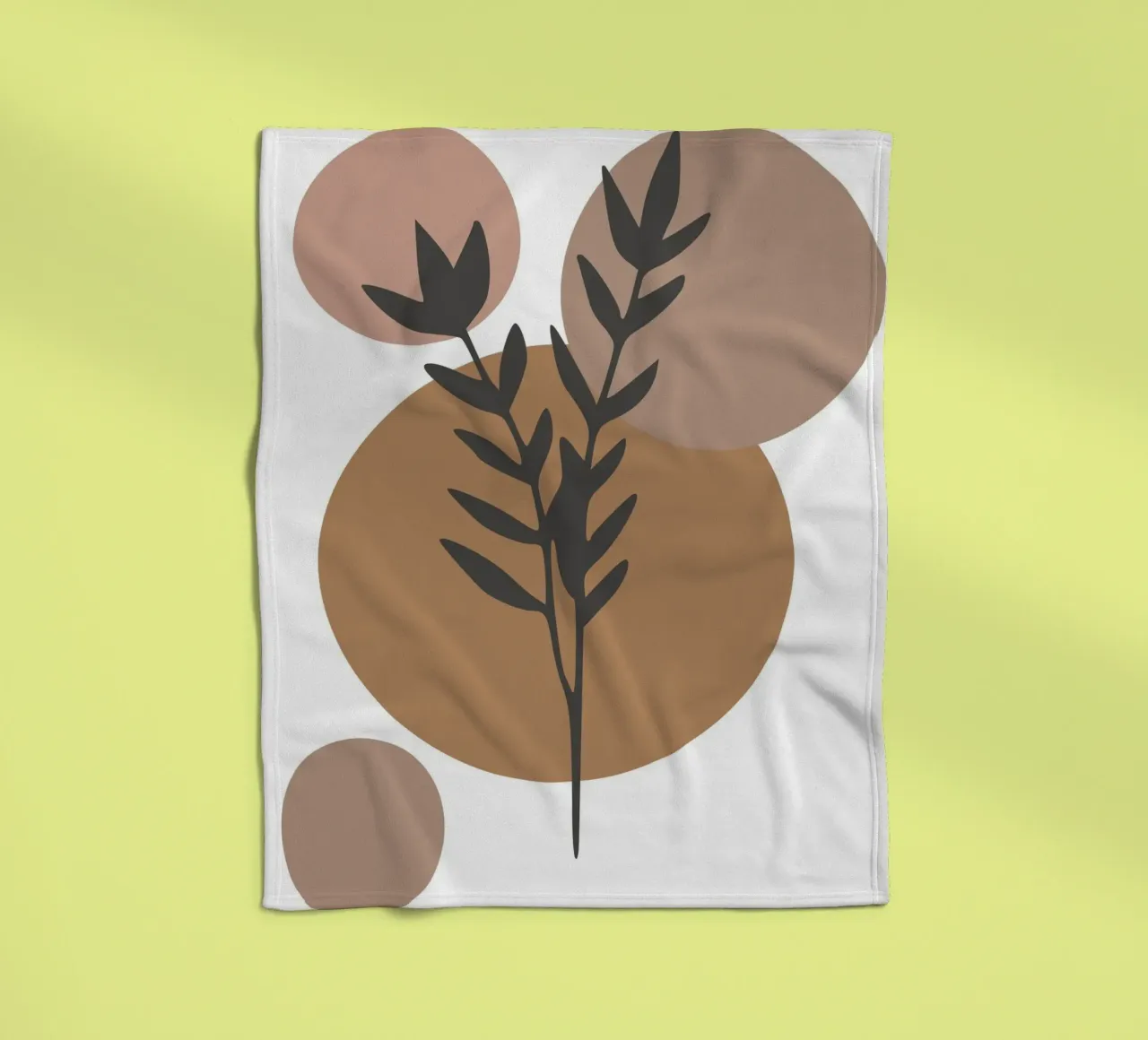 minimalist leaf and circles coperta in pile da vintageshop