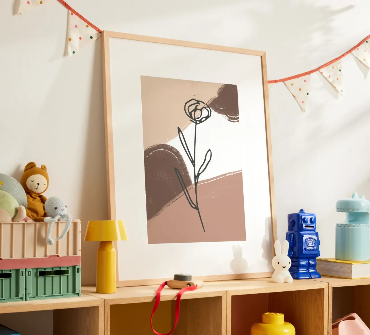 rose design abstract background poster con telaio in legno da vintageshop