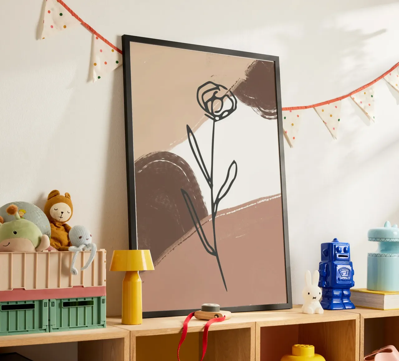 rose design abstract background poster con telaio in legno da vintageshop
