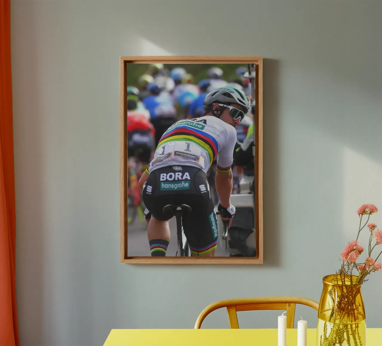 peter sagan con il kit della squadra bora-hansgrohe tela con Cornice a cassetta da addelia shope