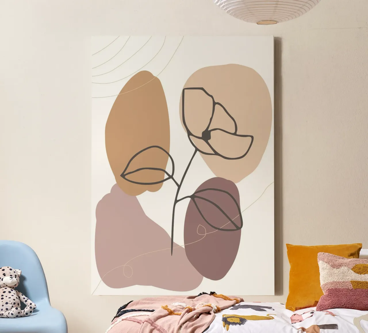 rose drawing abstract background circles tela con Cornice a cassetta da vintageshop