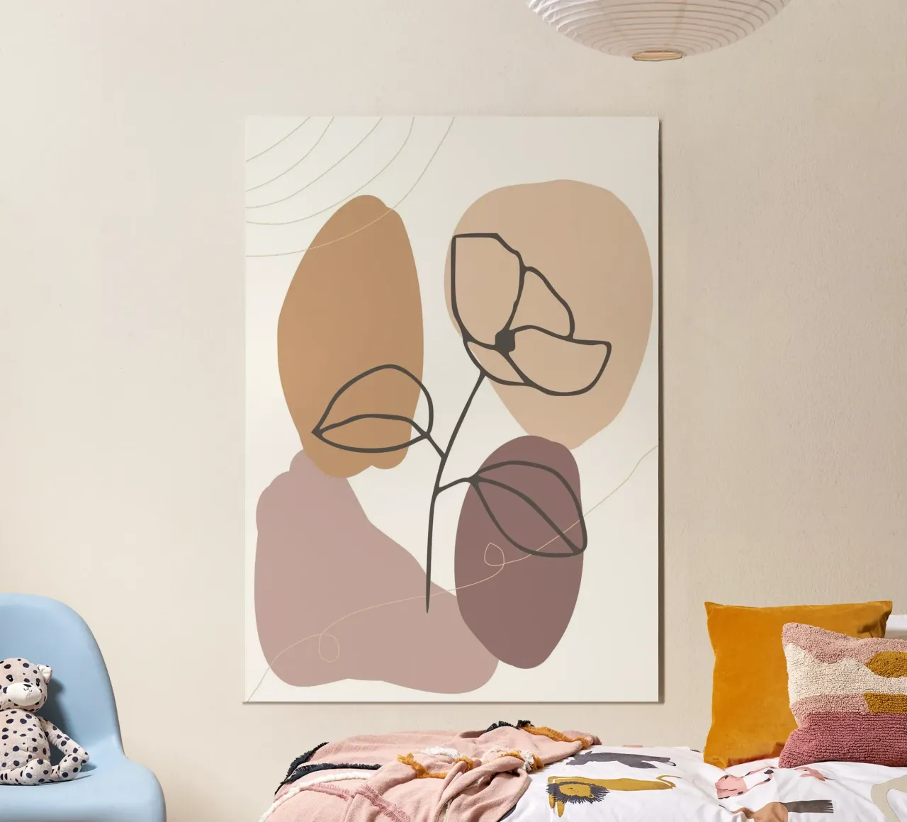 rose drawing abstract background circles poster con marco de madera de vintageshop