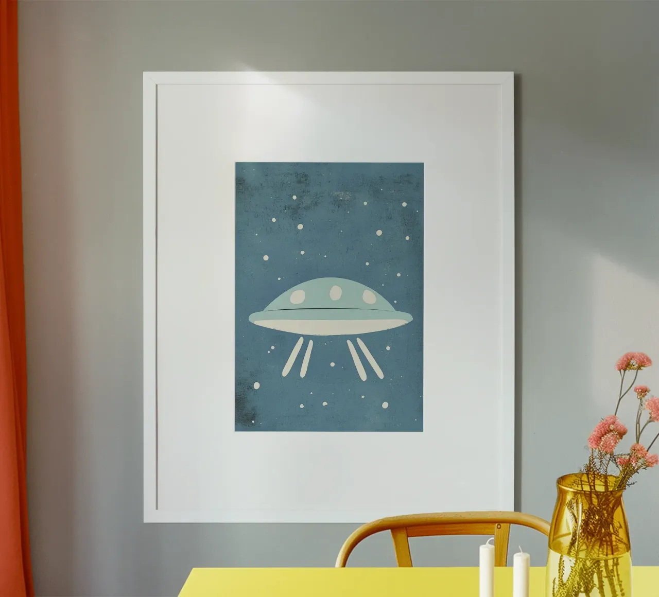 UFO nello spazio poster con telaio in alluminio da David Müller