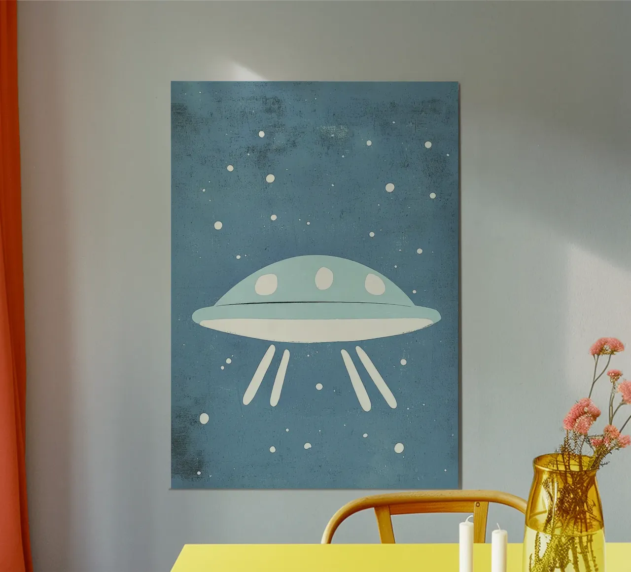 UFO nello spazio poster con telaio in alluminio da David Müller