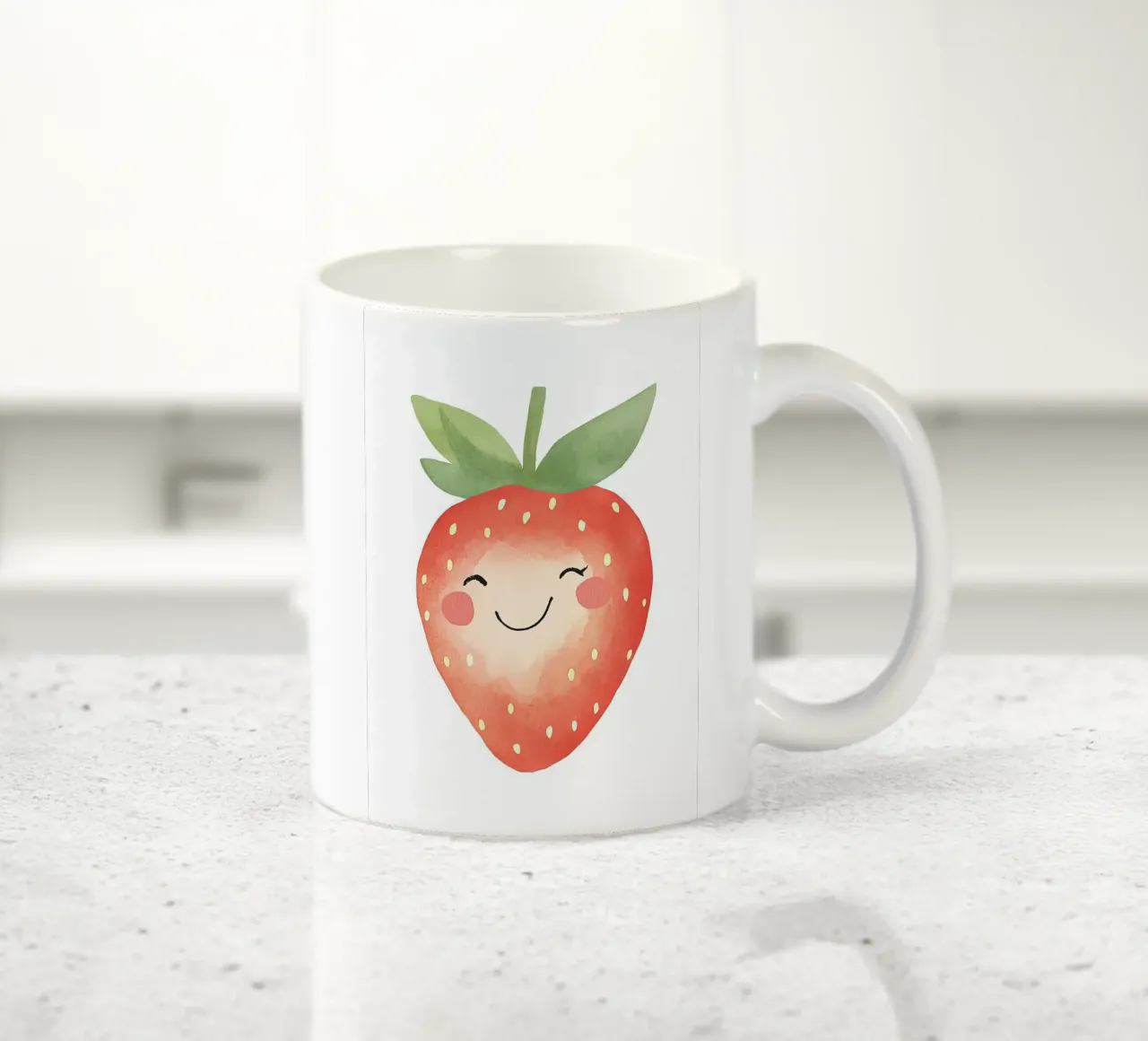 Acquerello di fragole sorridenti tazza in ceramica da David Müller