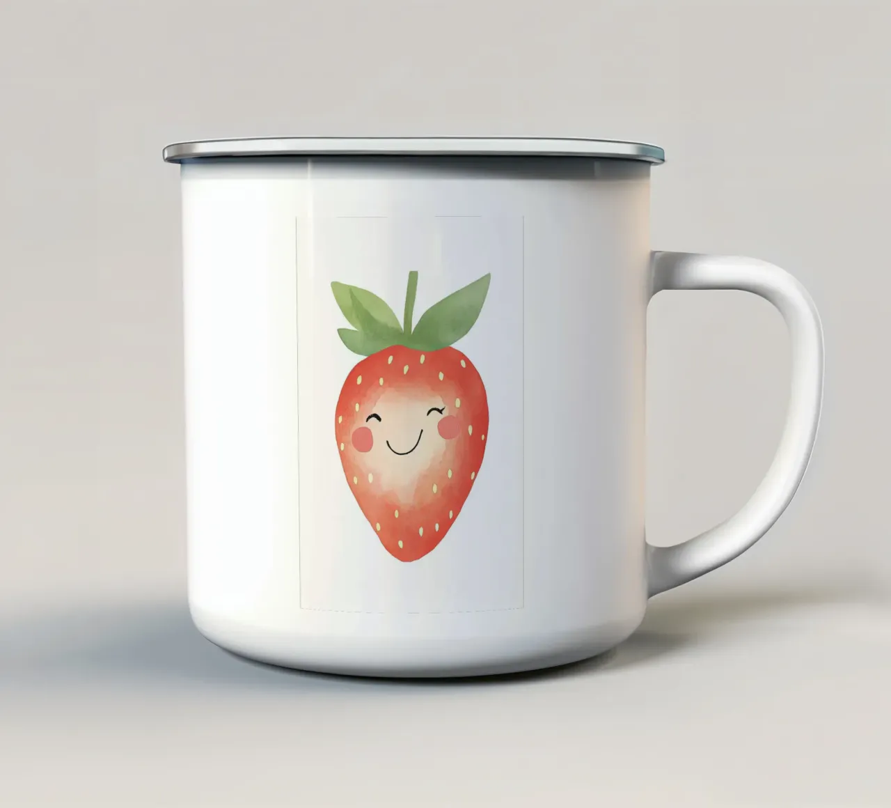 Acquerello di fragole sorridenti tazza in smalto da David Müller