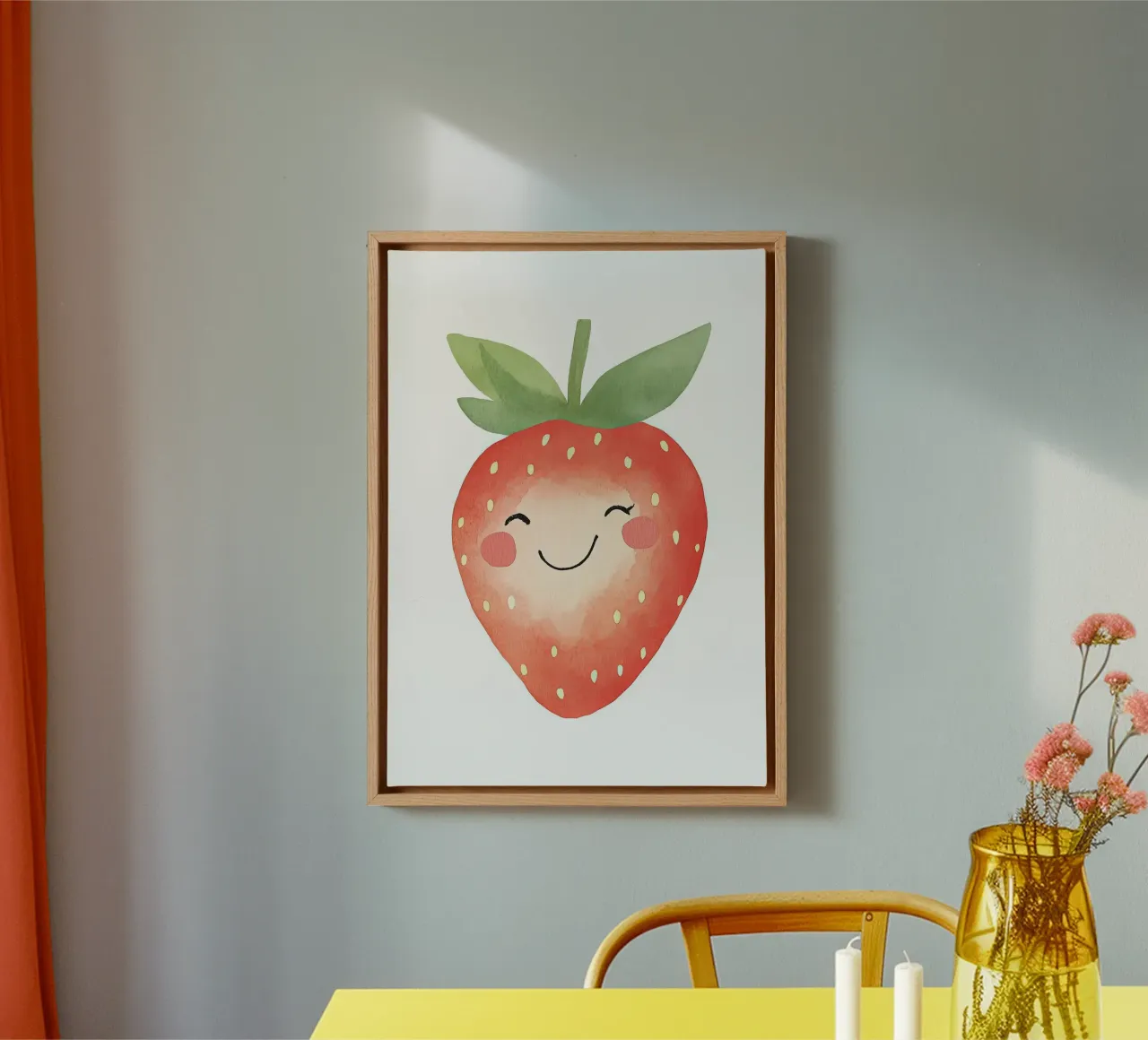 Acquerello di fragole sorridenti tela con Cornice a cassetta da David Müller