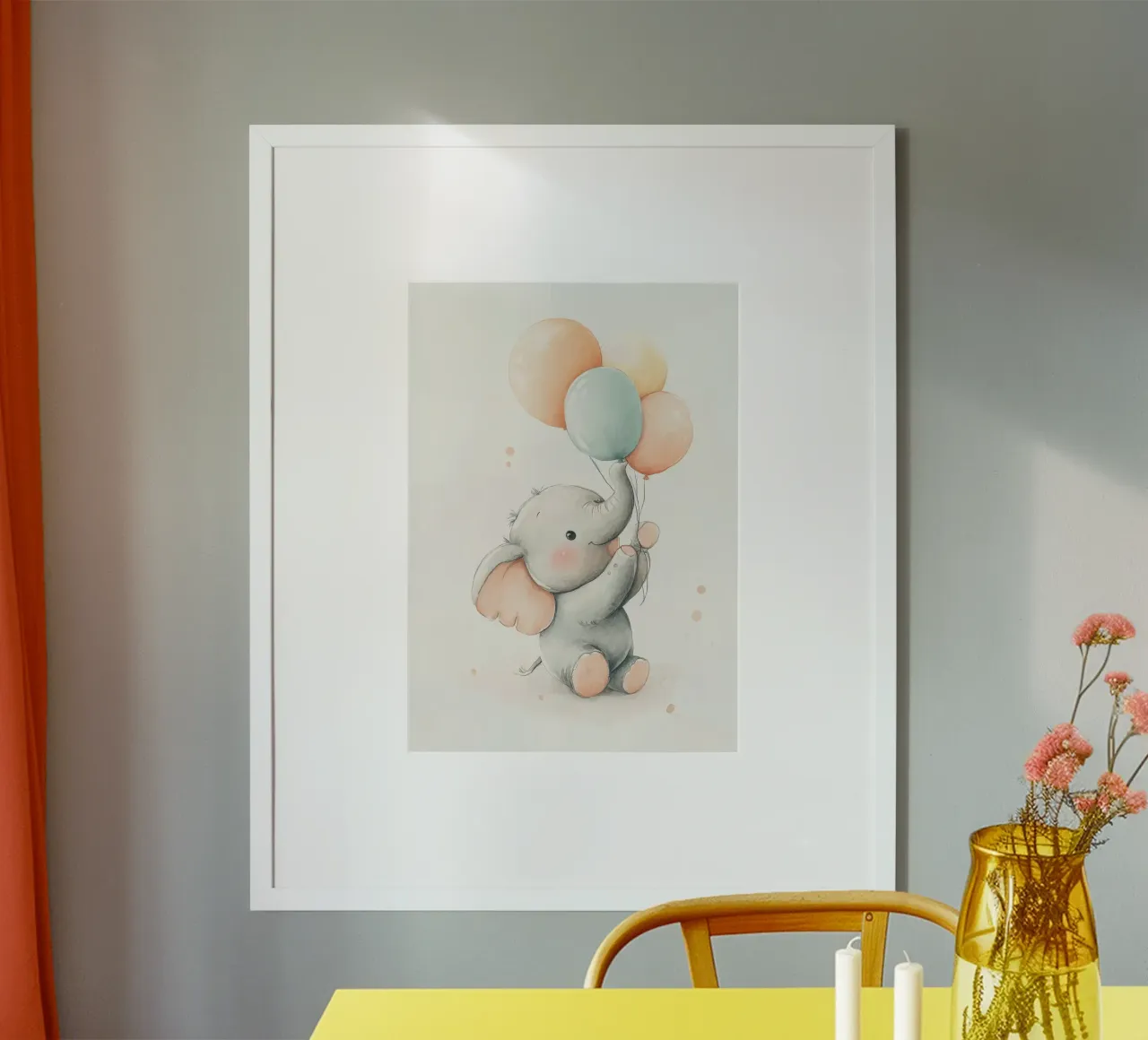 Elefante carino con palloncini poster da David Müller
