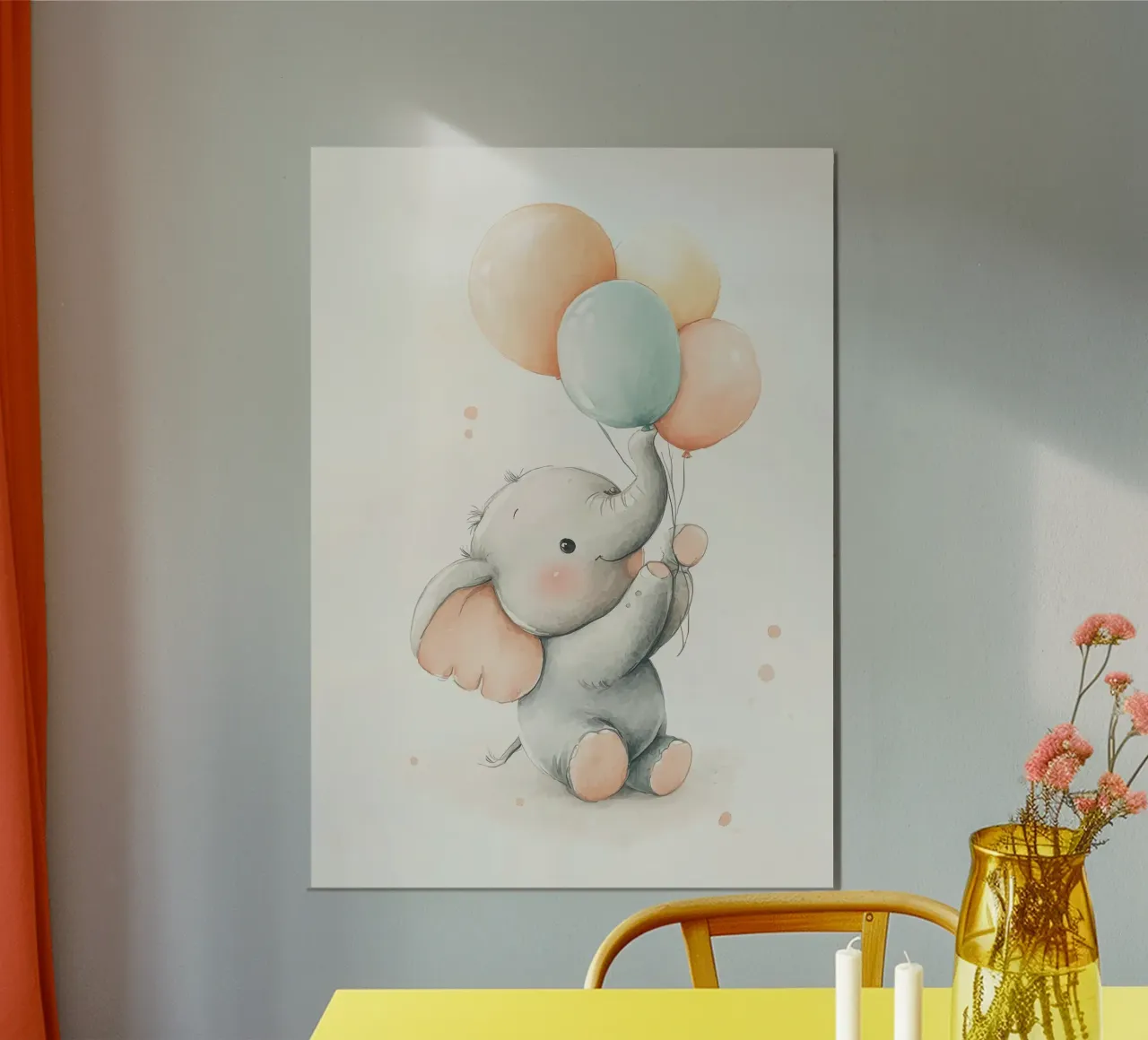 Elefante carino con palloncini poster da David Müller