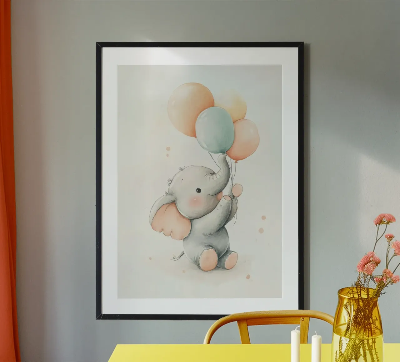 Elefante carino con palloncini poster da David Müller