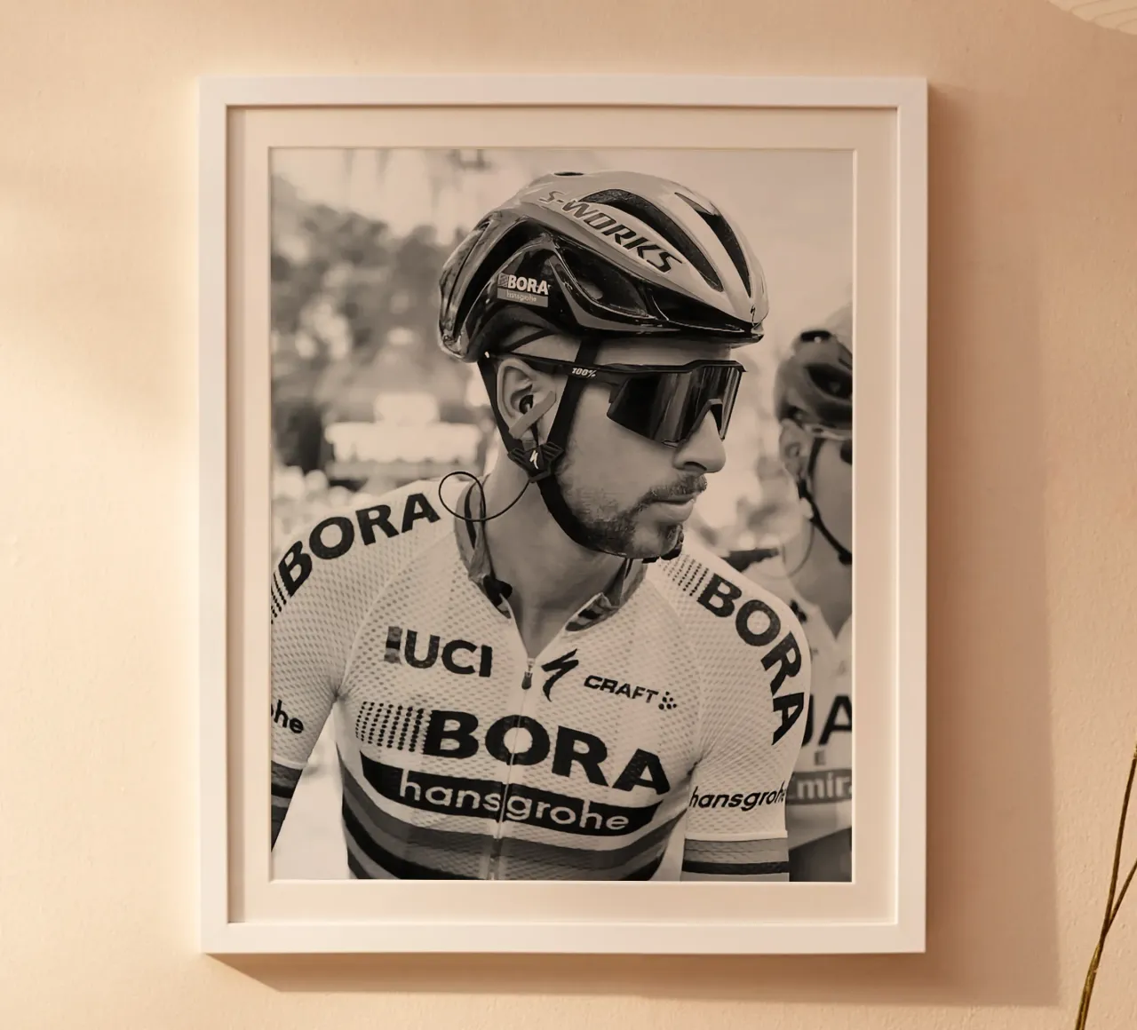 peter sagan is the most successful and charismatic cyclist poster with plastic frame by addelia shope