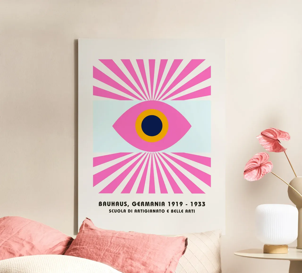 Bauhaus oog ontwerp - Abstracte geometrie kunst canvas met Baklijst van Studio Vibe