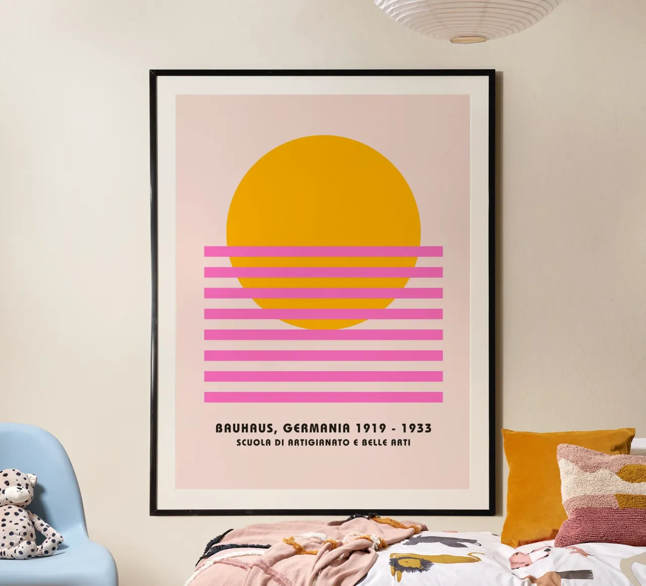 Bauhaus Zonsondergang - Abstracte Minimal Art poster met aluminium frame van Studio Vibe