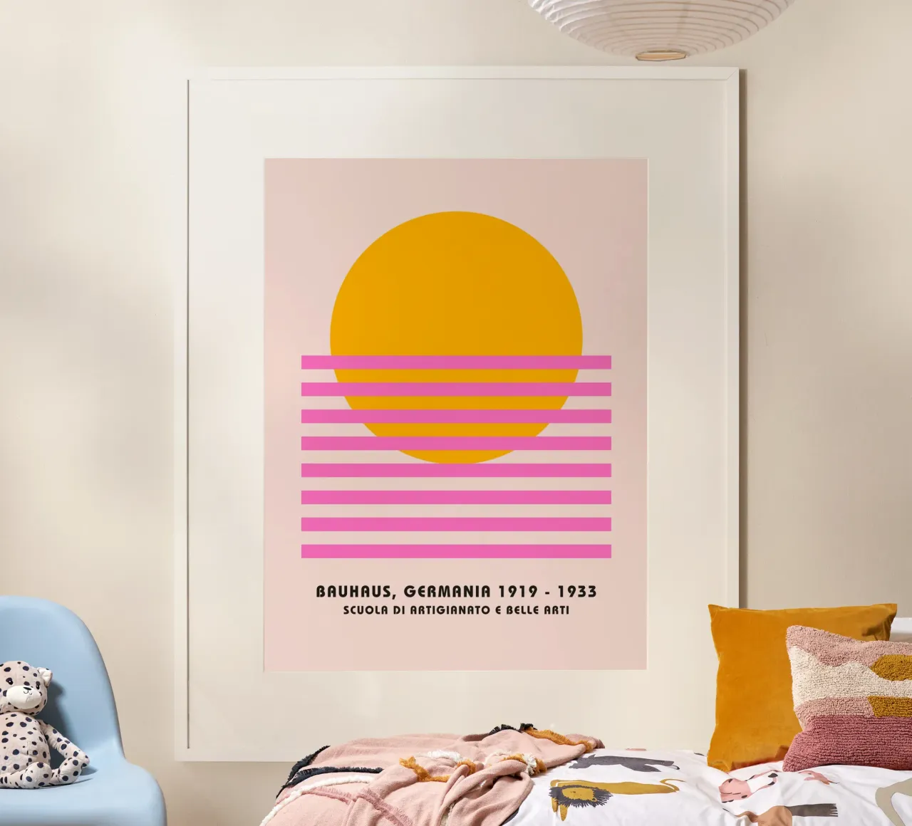 Bauhaus Zonsondergang - Abstracte Minimal Art poster met aluminium frame van Studio Vibe
