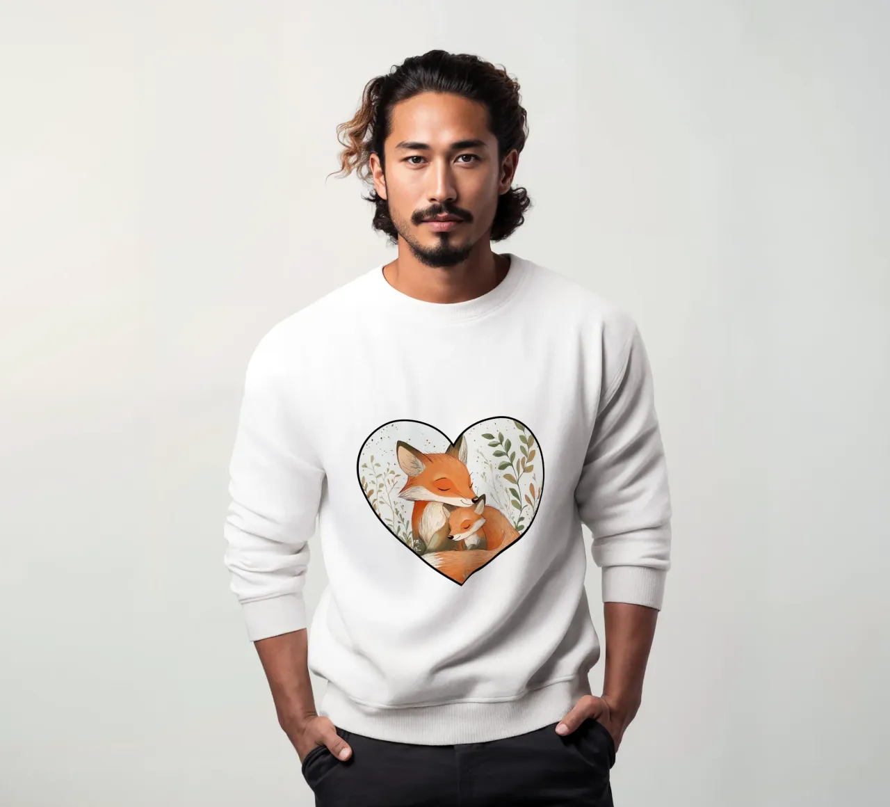 "Mutterliebe" - Süßer Aquarelldruck mit Fuchs und Kind Sweatshirt von Synthaira