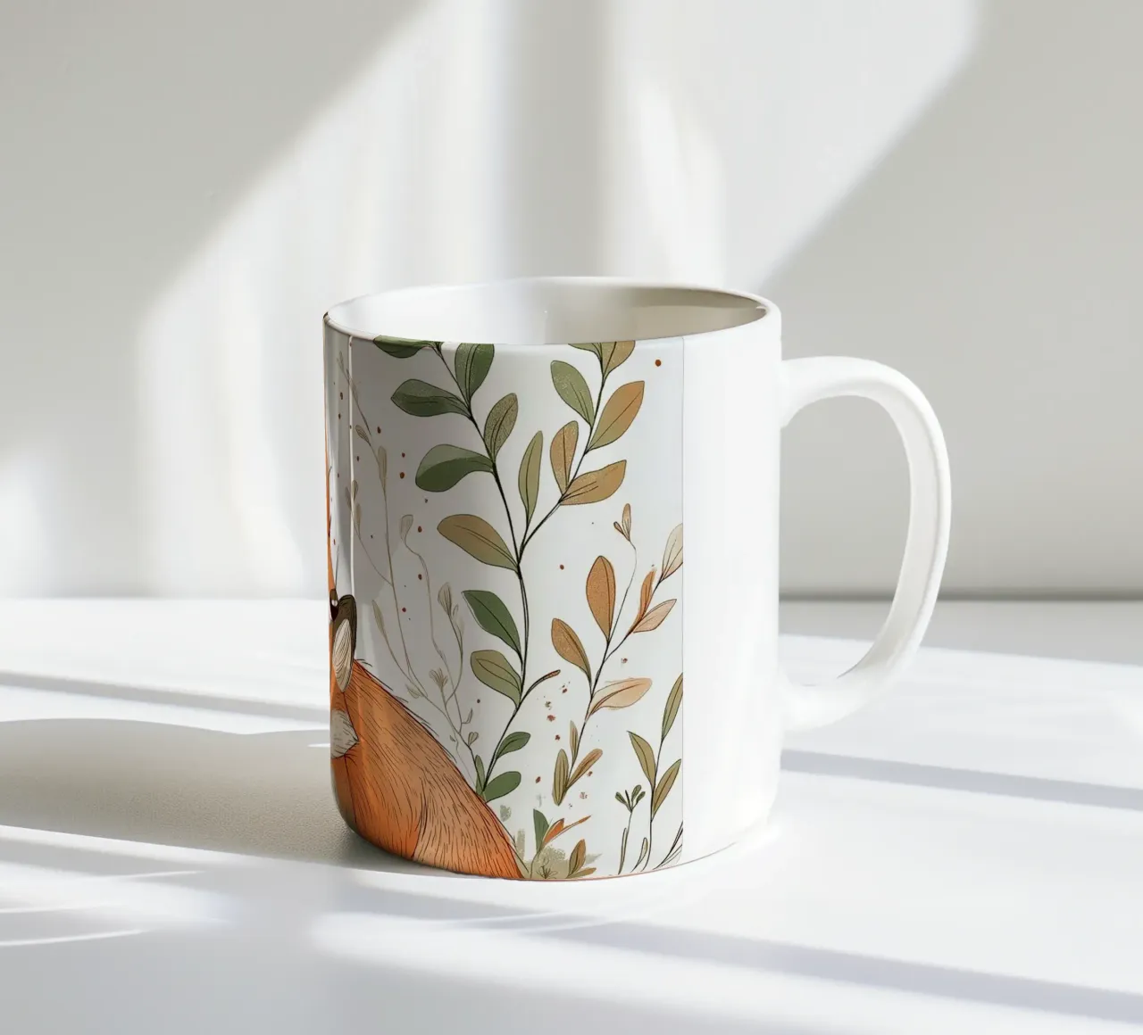"Mutterliebe" - Süßer Aquarelldruck mit Fuchs und Kind Keramik Tasse von Synthaira