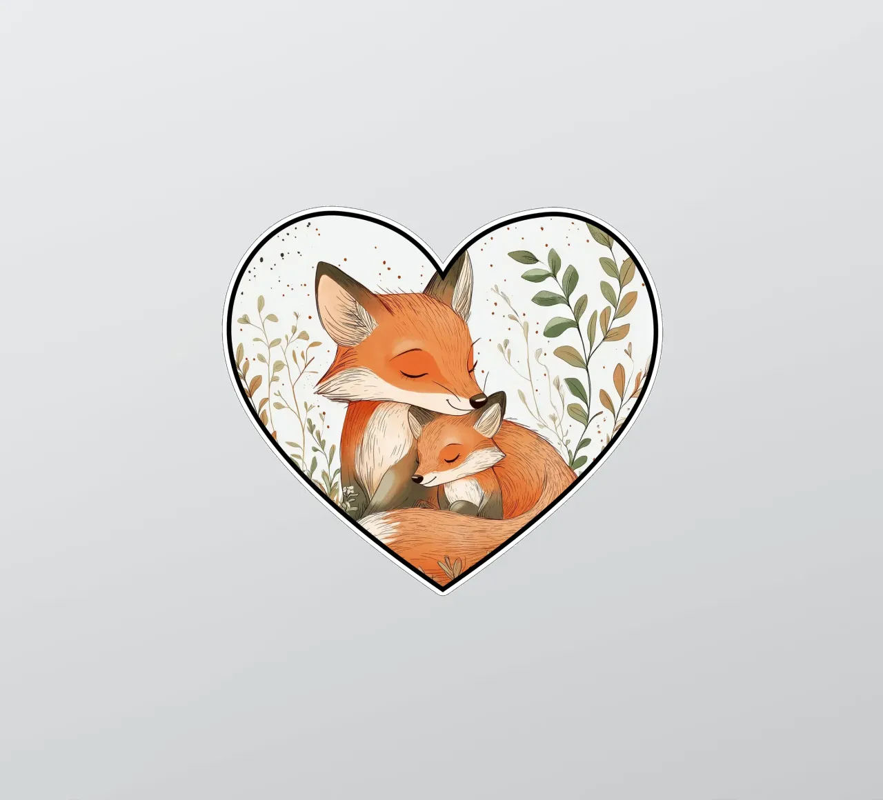 "Mutterliebe" - Süßer Aquarelldruck mit Fuchs und Kind Sticker von Synthaira