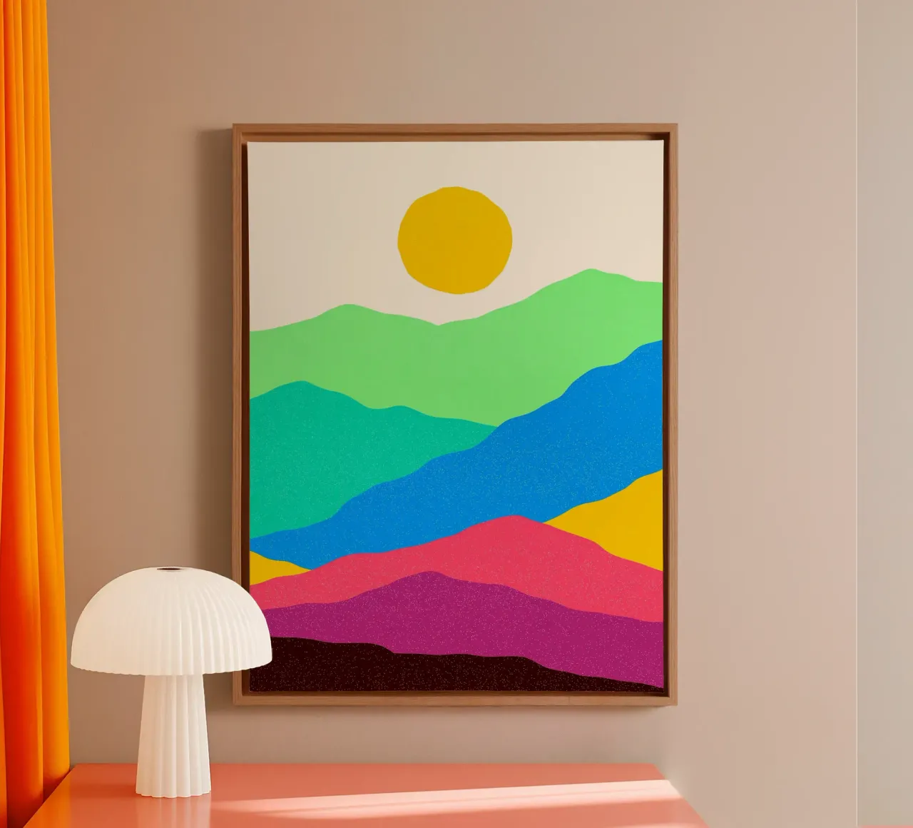 The Hills canvas with Floater frame by Maria Lang