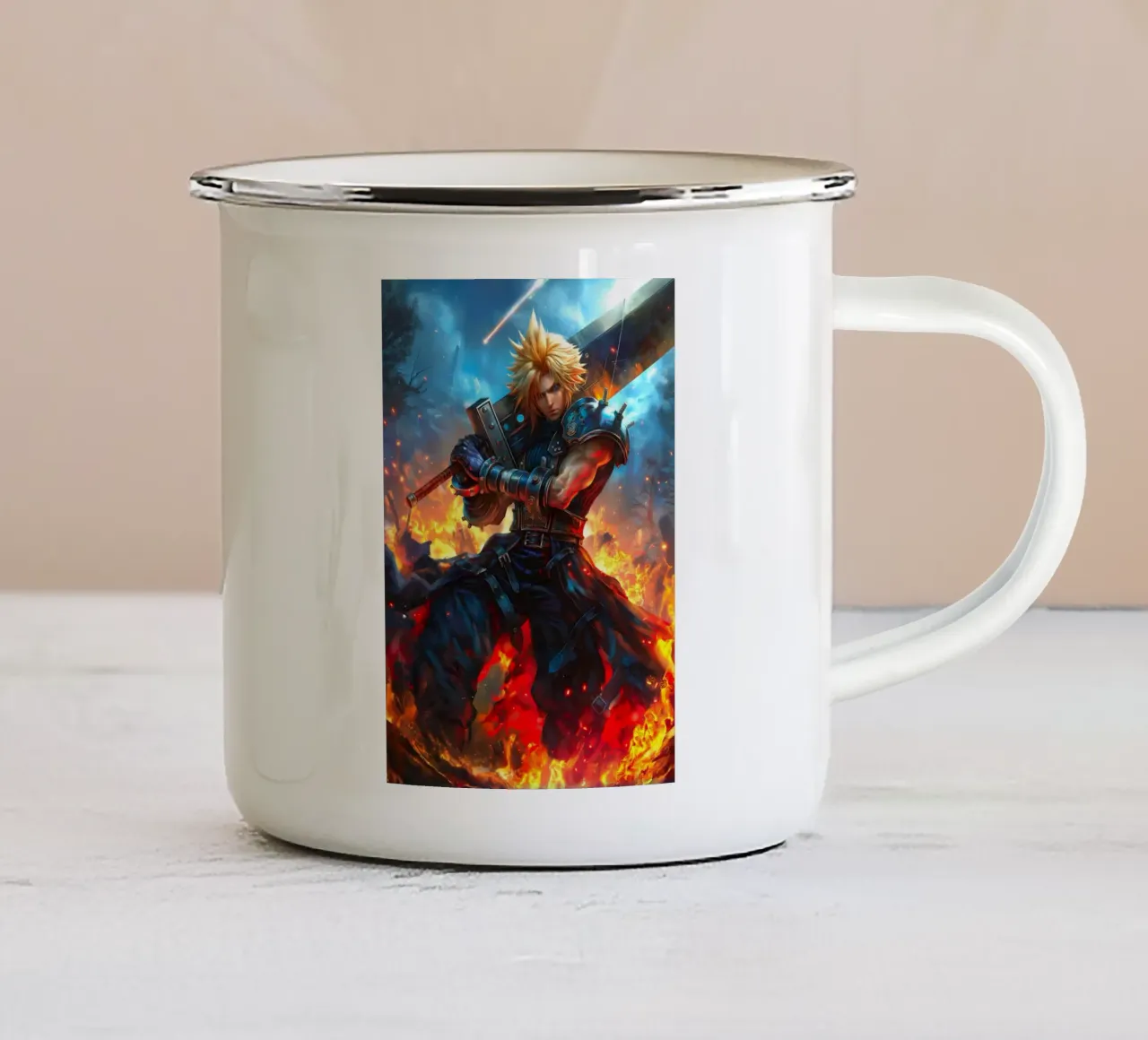 Cloud Strife Final Fantasy VII FF7 tazza in smalto da Fleur de Lys