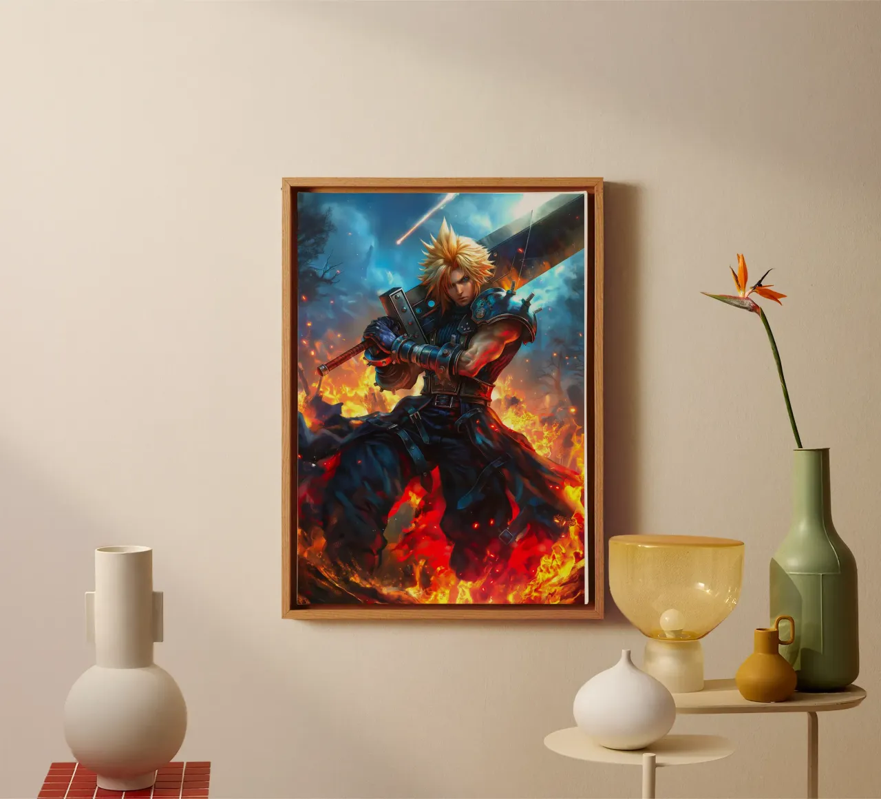 Cloud Strife Final Fantasy VII FF7 tela con Cornice a cassetta da Fleur de Lys