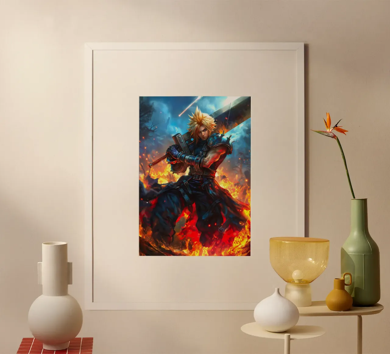 Cloud Strife Final Fantasy VII FF7 poster con telaio in alluminio da Fleur de Lys