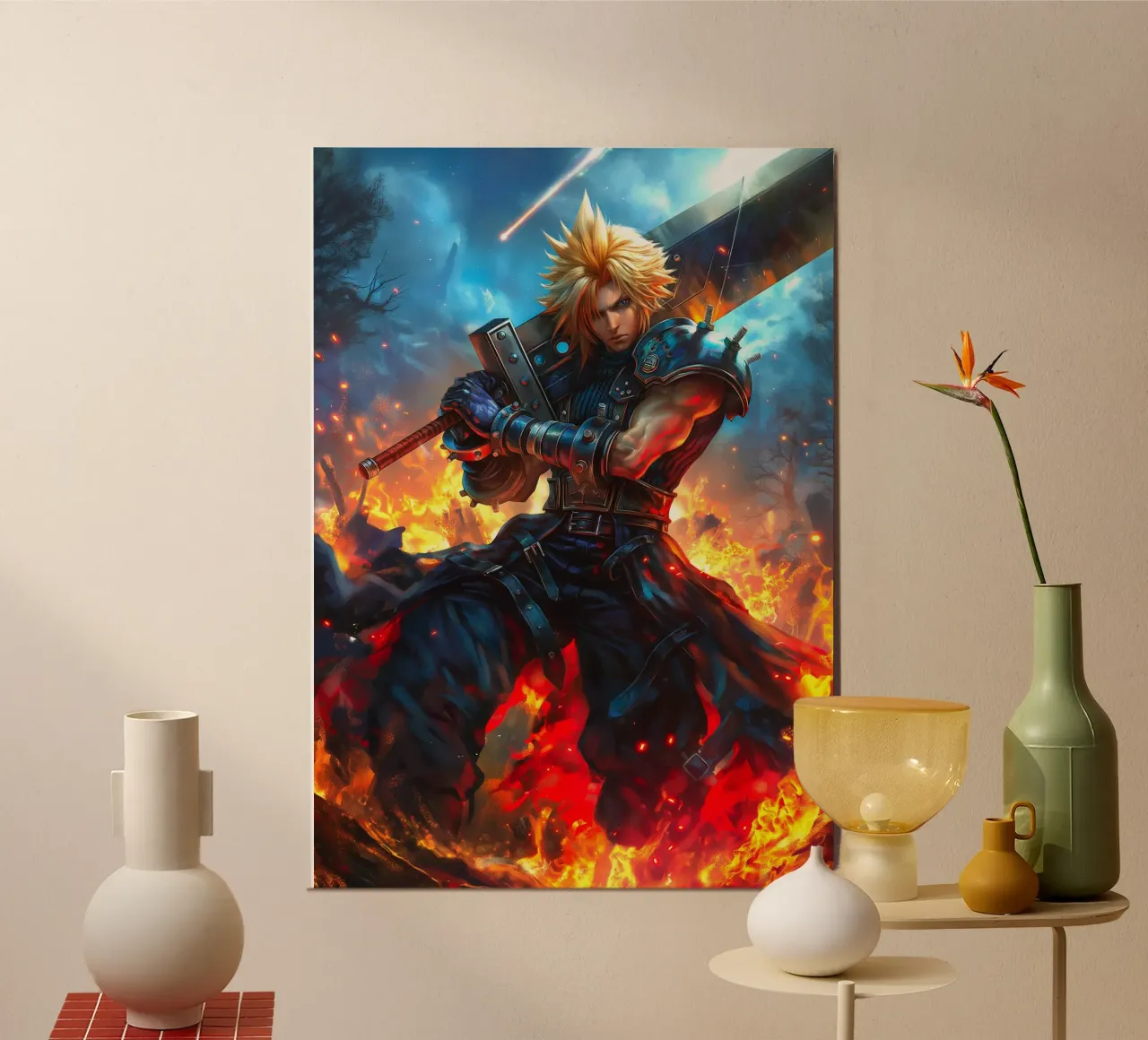 Cloud Strife Final Fantasy VII FF7 poster con telaio in alluminio da Fleur de Lys