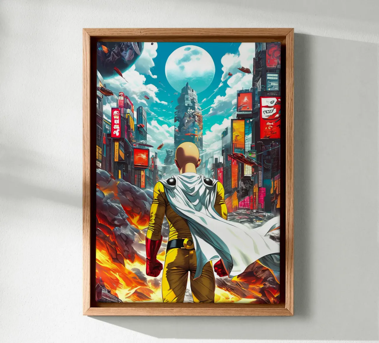 Saitama One Punch Man tela con Cornice a cassetta da Fleur de Lys