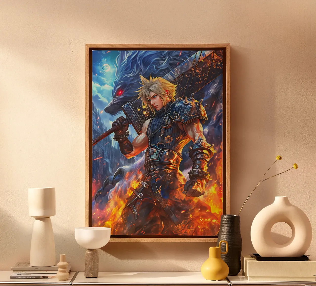 Cloud Strife Final Fantasy VII FF7 tela con Cornice a cassetta da Fleur de Lys