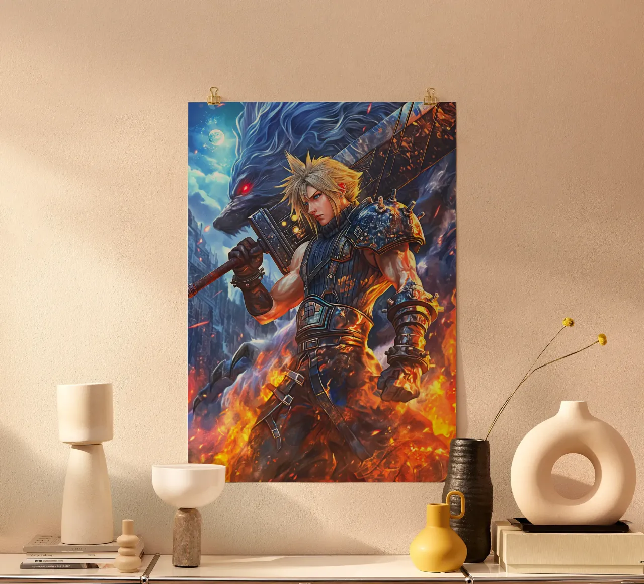 Cloud Strife Final Fantasy VII FF7 poster con telaio in plastica da Fleur de Lys