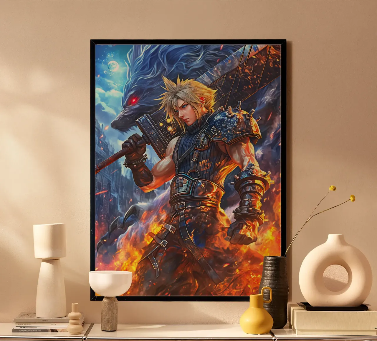 Cloud Strife Final Fantasy VII FF7 poster con telaio in plastica da Fleur de Lys