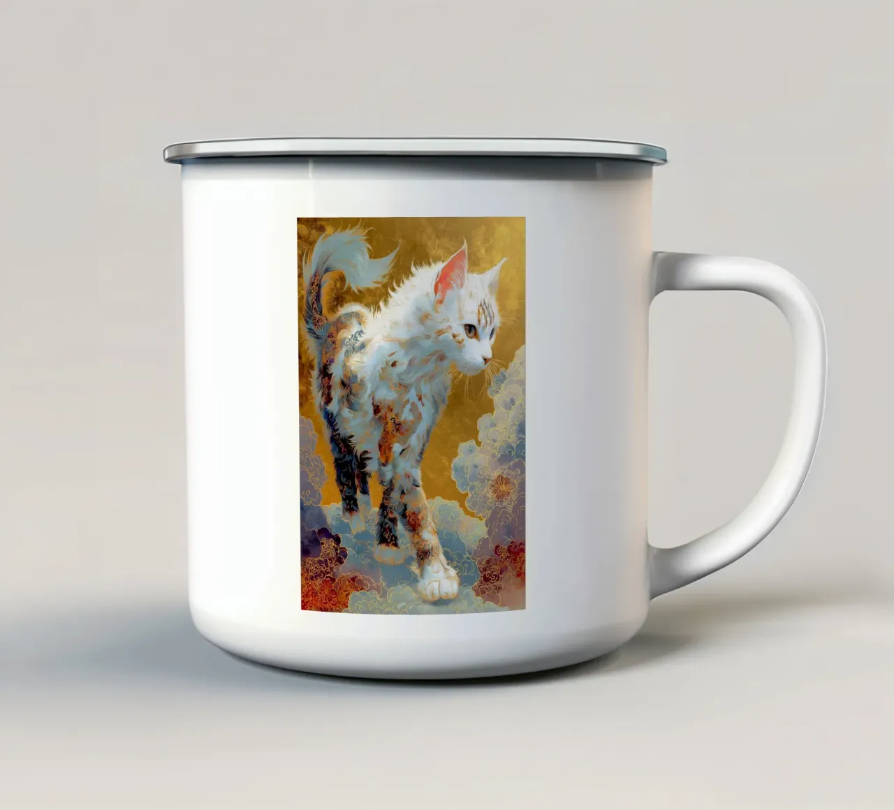 Gatto Ukyio-e tazza in smalto da Fleur de Lys